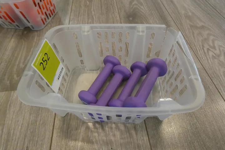 2 Paar Powrx Kurzhanteln, 0,5 kg, lila, mit Wanne